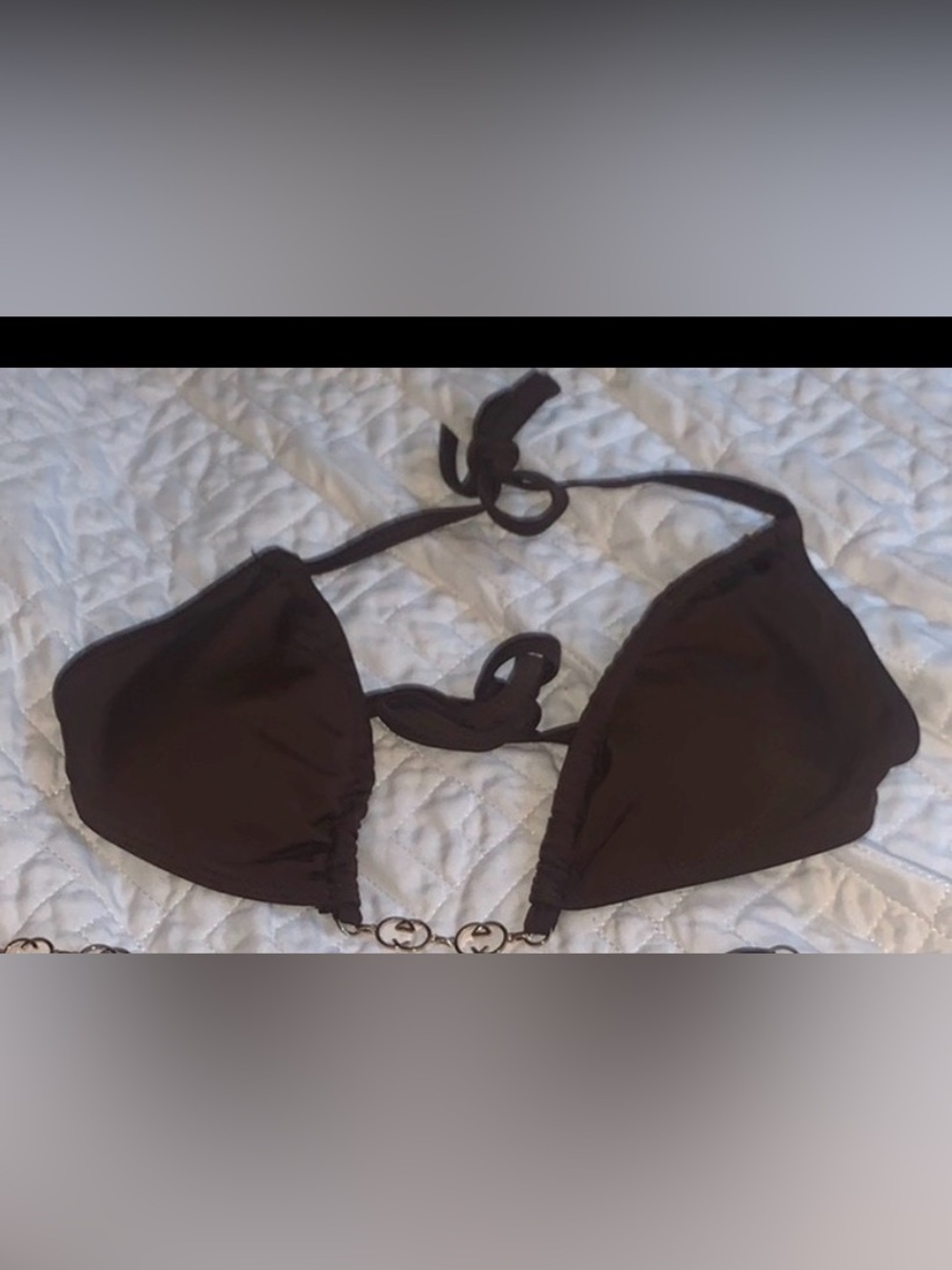 Brown bikini with gold GG hardware. Brand new never used. Small